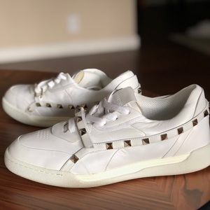 Valentino Garavani All White Leather Gold Studs